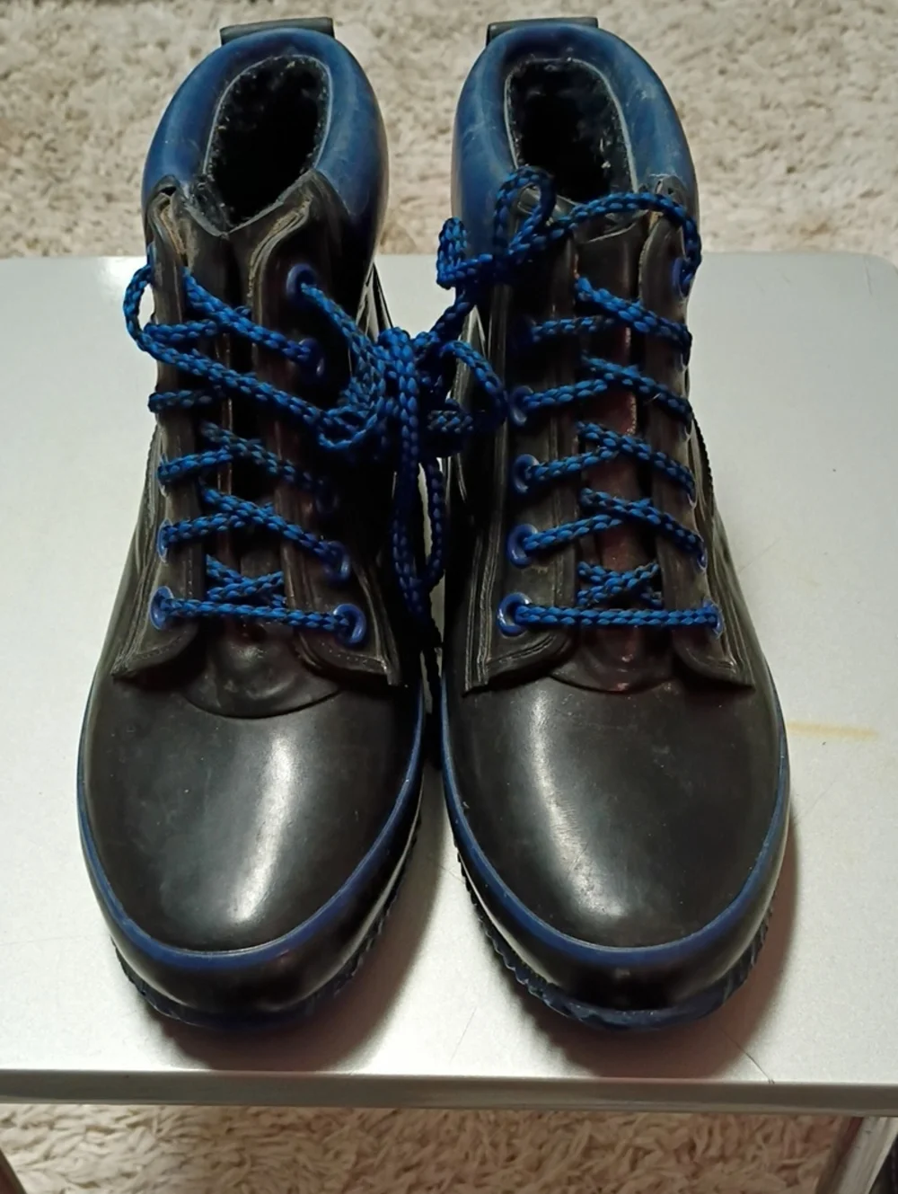 Sporto Black Winter Boots with Blue Trim and Laces